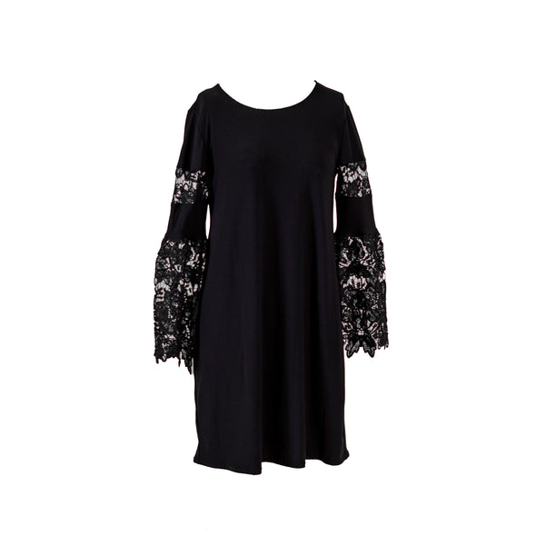 Alfani Women's Petite Lace Sleeve Shift Dress Black Size 2P
