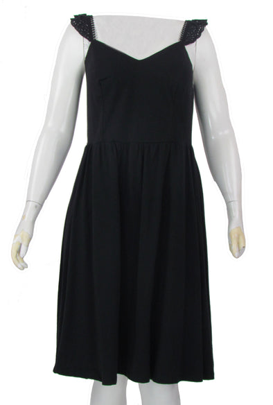 City Studios Women's Plus Size Lace Trimmed Fit & Flare Dress Black Size 1X