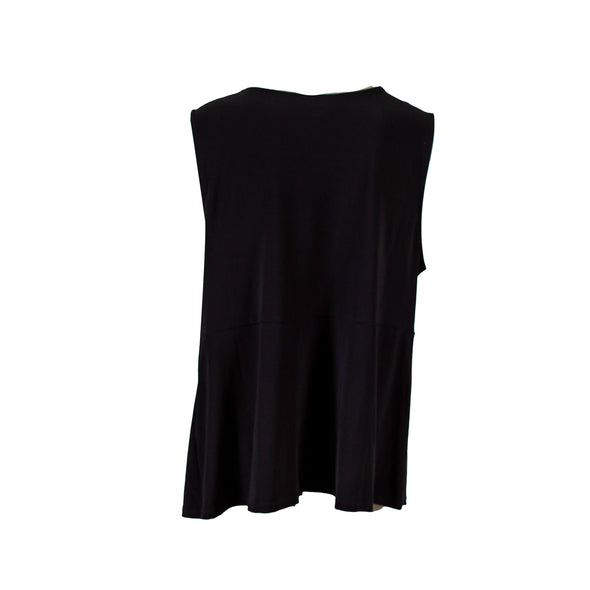 DKNY Women's Draped Asymmetrical Sleeveless Top Black Size XL