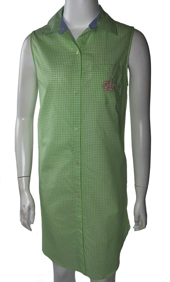 Lauren Ralph Lauren Women's Sleeveless Button Front Cotton Nightshirt Green
