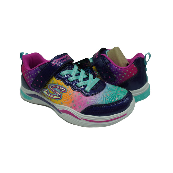 Skechers Girl's Lights Power Petals Painted Daisy Rainbow Sneakers Multi Size 13