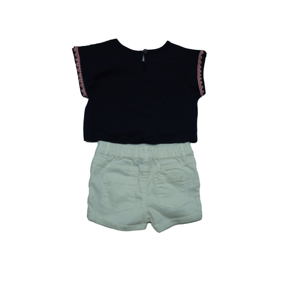 Tommy Hilfiger Baby Girl's 2 Piece 18 M Shirt 24 M Shorts Set Navy Blue White