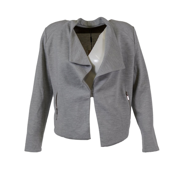 Calvin Klein Women's Textured Flyaway Jacket with Zips Gray Size Large