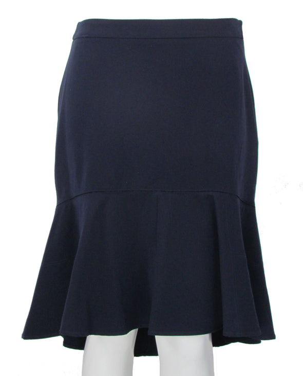 Tommy Hilfiger Women's Twill High Low Ruffle Skirt Navy Blue Size 12