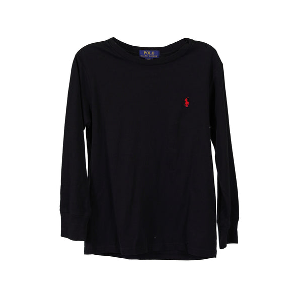Polo Ralph Lauren Boy's Long Sleeve Jersey T Shirt Black Red Size Small