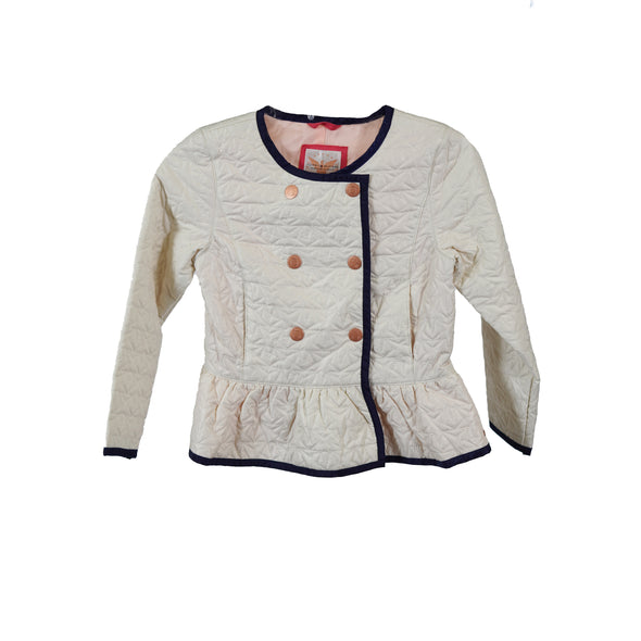 Tommy Hilfiger Girl's Double Breasted Snap Water Resistant Jacket Ivory Small