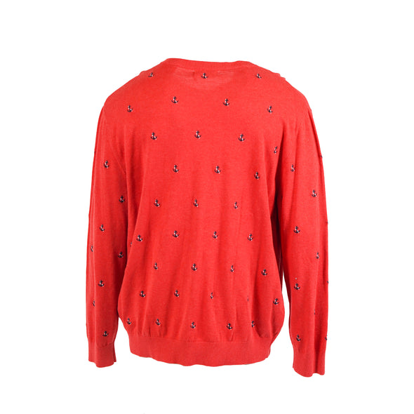 Nautica Men's Maritime Embroidered Crew Neck Long Sleeve Sweater Coral Red XXL