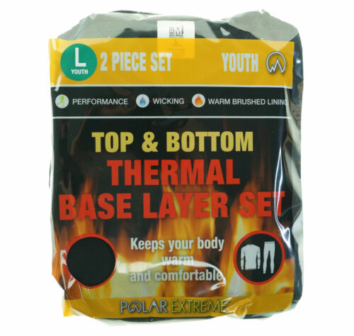 Polar Extreme Youth Top & Bottom Thermal Base Layer Set Black