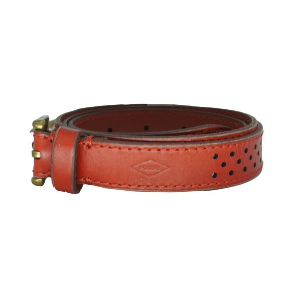 Fossil Women's Leather Dot Perforated Belt Red