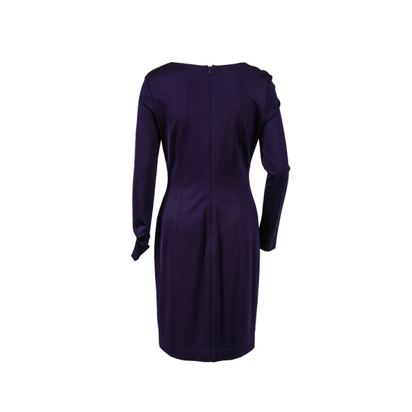 Lauren Ralph Lauren Women's Scoop Neck Sheath Long Sleeve Dress Navy Blue Size 4