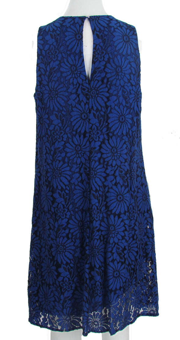 Tommy Hilfiger Women's Sleeveless Lace Shift Floral Dress Blue Size 6