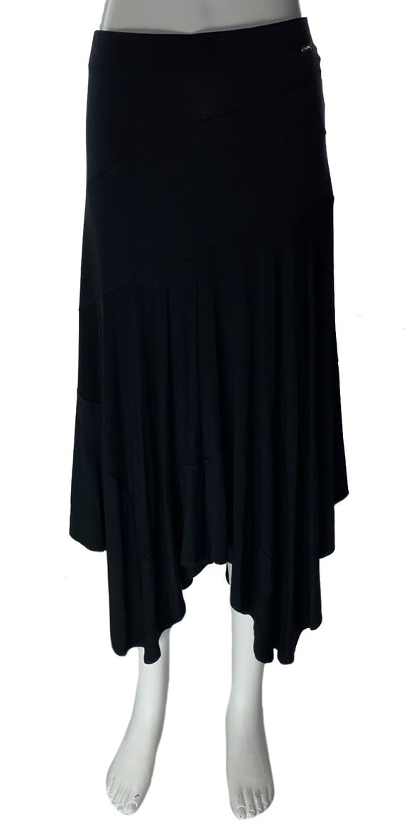 Calvin Klein Women's Handerchief Hem Pull On Stretch Skirt Black Size Medium