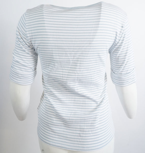 Lauren Ralph Lauren Women's Striped Cotton Top Blue White Size XL