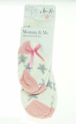 Alexa Rose Mommy & Me Fuzzy Butter Socks Toddler & Girl Sizes Ivory Gray Stars