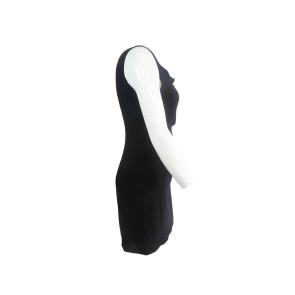Lauren Ralph Lauren Women's Ruffled Crepe Sheath Sleeveless Dress Black Size 14