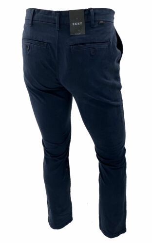 DKNY Men's Slim Fit Tapered Leg Sateen Pants Navy Blue Size 30x32