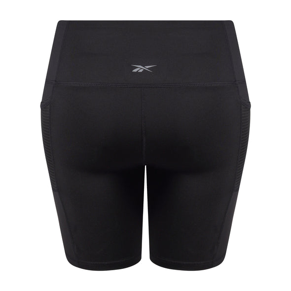 Reebok Women's Fitted High Rise Shorts with Pockets Black Size Medium