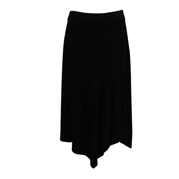 DKNY Women's Asymmetrical Overlay Jersey Stretch Skirt Black Size Large
