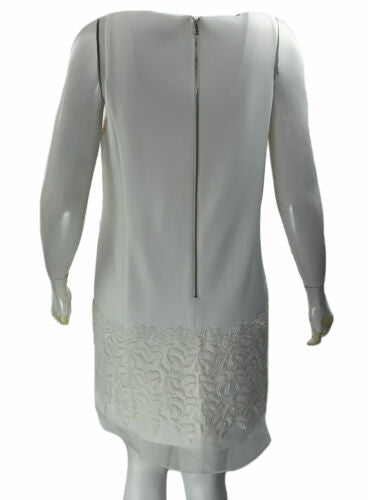 Betsey Johnson Women's Floral Sheer Shift Dress Ivory Size 14