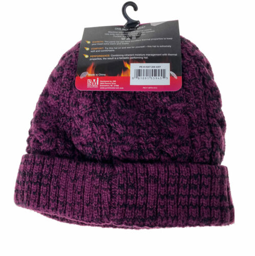Polar Extreme Heat Women's Insulated Thermal Lined Marled Cuff Hat Purple Black