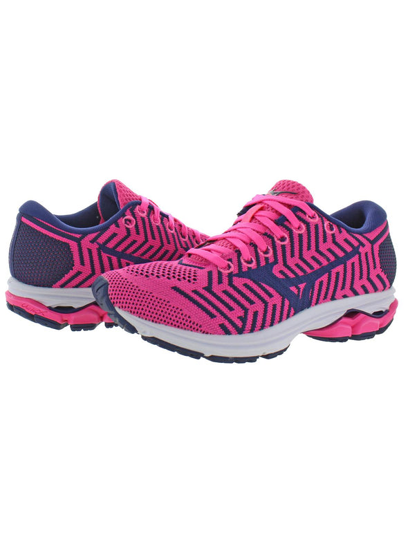Mizuno Women's Waveknit R2 Running Athletic Shoes Pink Navy Blue Size 12