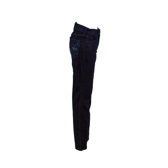 NYDJ Women's Petite Slim Fit Embellished Dark Blue Jeans Size 6P