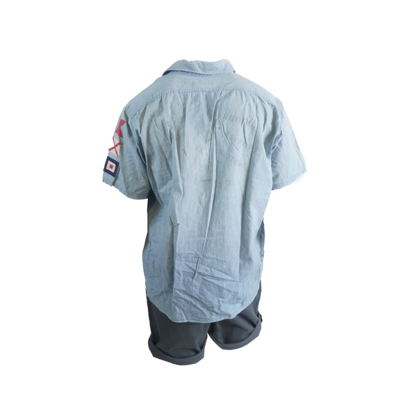 Polo Ralph Lauren Men's Nautical Chambray Button Front Short Sleeve Shirt XXL