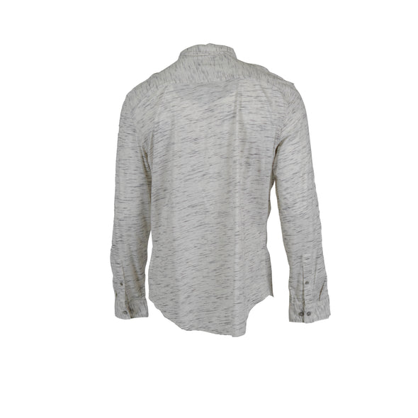 Calvin Klein Men's Slim Fit Button Front Jersey Heathered Shirt Ivory Gray XL