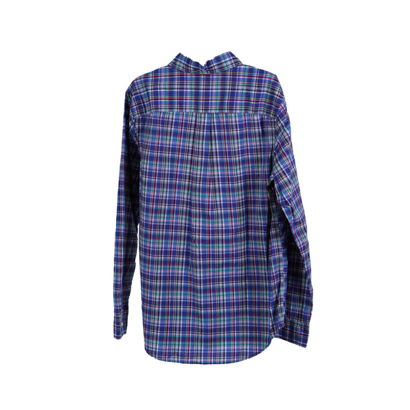 Ralph Lauren Boy's Blake Long Sleeve Plaid Button Front Shirt Blue Size XL