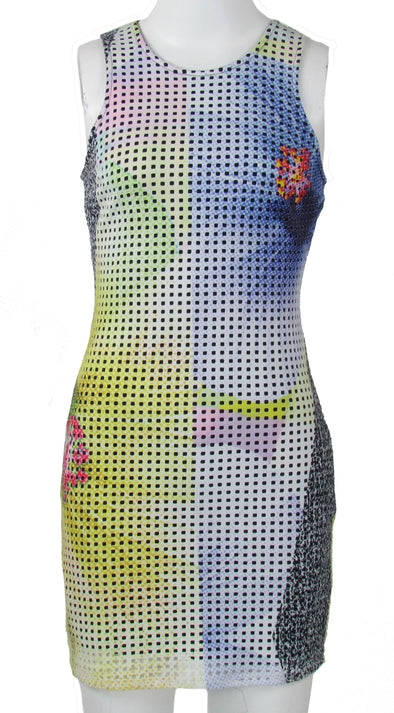 Bar III Women's Laser Cut Body Con Printed Dress Multi Size Small