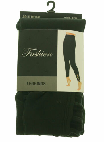 Gold Medal Women's Fashion Fleece Lined Leggings with 5 Side Holes Black