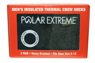 Polar Extreme Men's 2 Pair Thermal insulated Fleece Crew Socks Navy Gray Marl