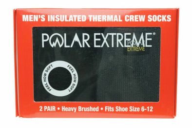 Polar Extreme Men's 2 Pair Thermal insulated Fleece Crew Socks Black Charcoal