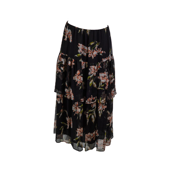 Lauren Ralph Lauren Women's Aubrianna Chiffon Floral Maxi Skirt Black Medium