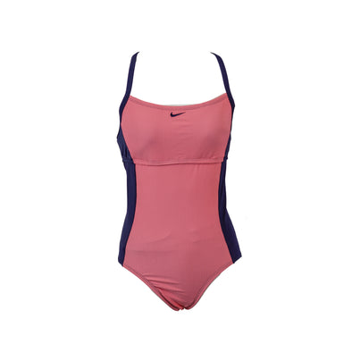 Nike Women's One Piece Athletic Swimsuit Navy Blue Pink