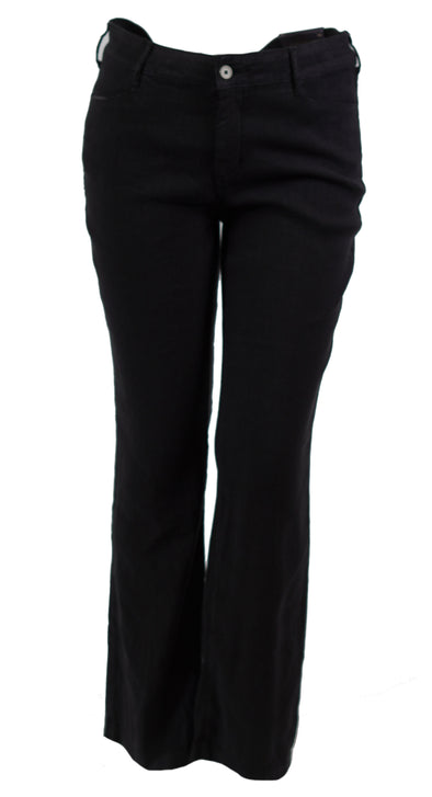 NYDJ Women's Tummy Control Slim Leg Linen Trousers Black Size 10