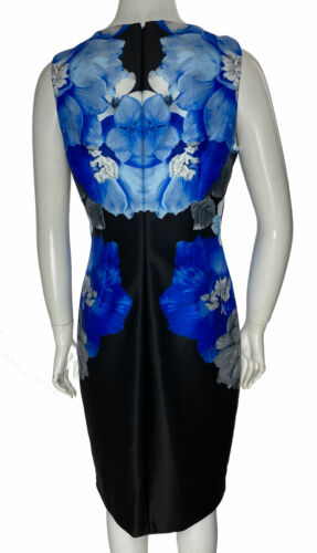 Calvin Klein Women's Floral Print Sheath Dress Blue Black Size 6