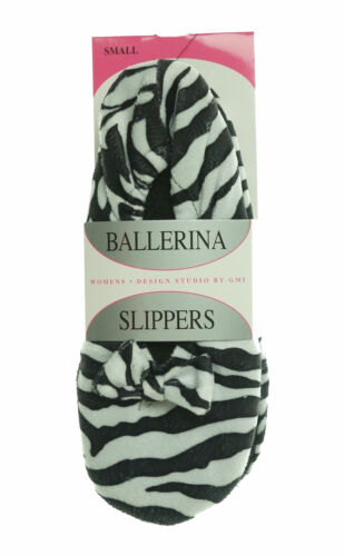 Design Studio by GMI Women's Slip On Ballerina Slippers Zebra Black White