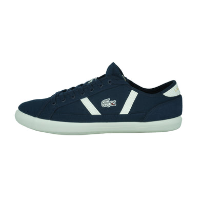 Lacoste Men's Sideline Canvas Leather Ankle Casual Sneakers Navy Blue White 12