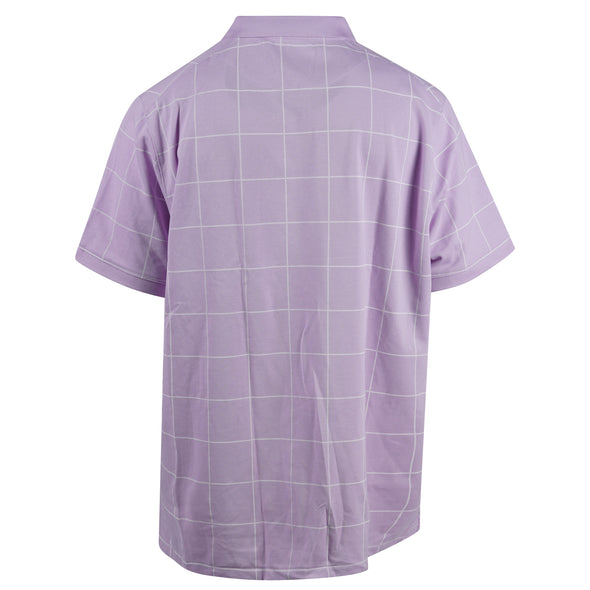 Nike Men's Short Sleeve Collared Dri Fit Checkered Polo Purple White
