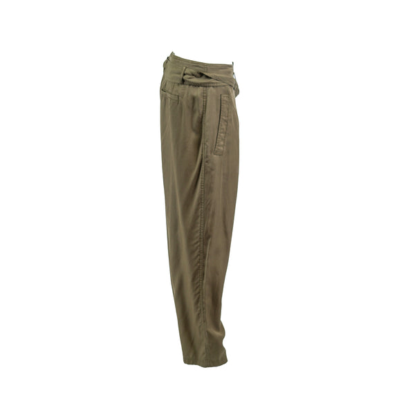 Lauren Ralph Lauren Women's Paperbag Waist Belted Pants Green Size 10