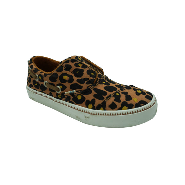Toms Girl's Pasadena Slip On Sneakers Toffee Cheepard Print Brown Size 1