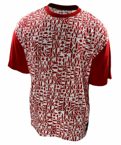 Calvin Klein Men's Short Sleeve Star Print Logo T Shirt Red White Size Large