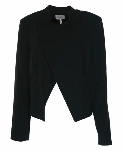 Laundry Women's Moto Open Front Long Sleeve Blazer Jacket Black Size 10