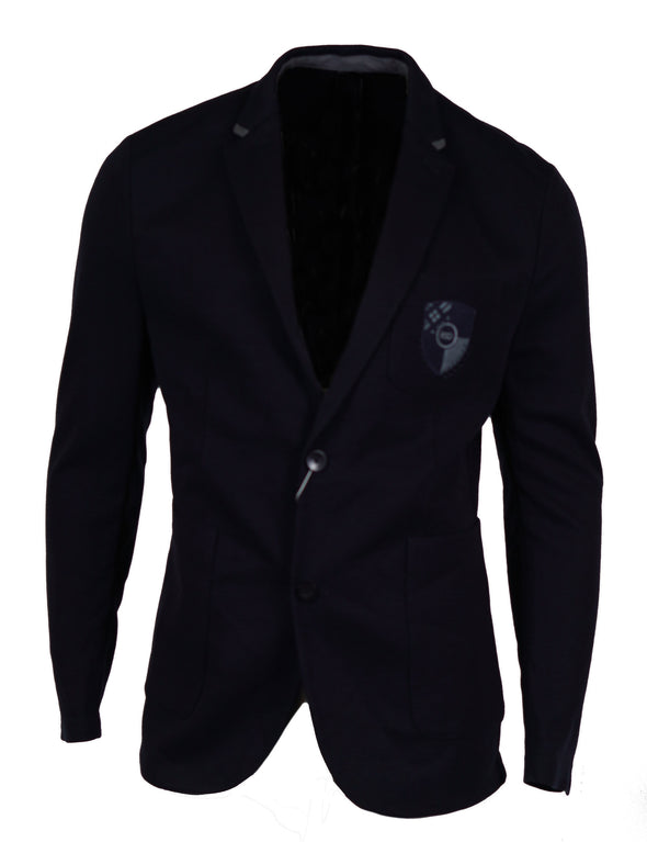 Ryan Seacrest Men's Slim Fit Crested Knit Blazer Navy Blue Size XXL