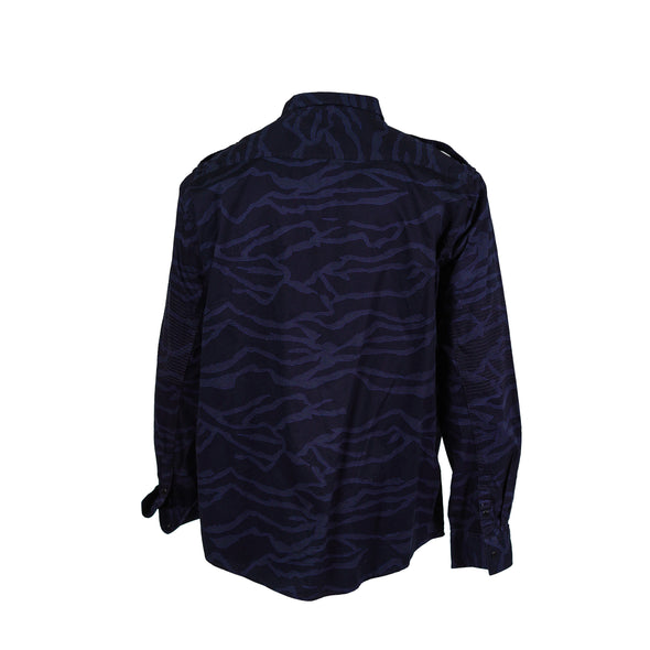 Sean John Men's Camouflage Snap Front Long Sleeve Utility Shirt Blue Size 2XL