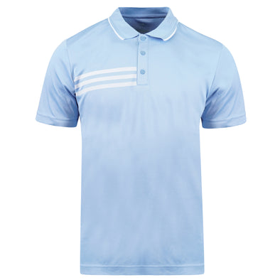 Adidas Men's UPF 30 3 Stripes Pique Short Sleeve Golf Polo Blue Size Medium