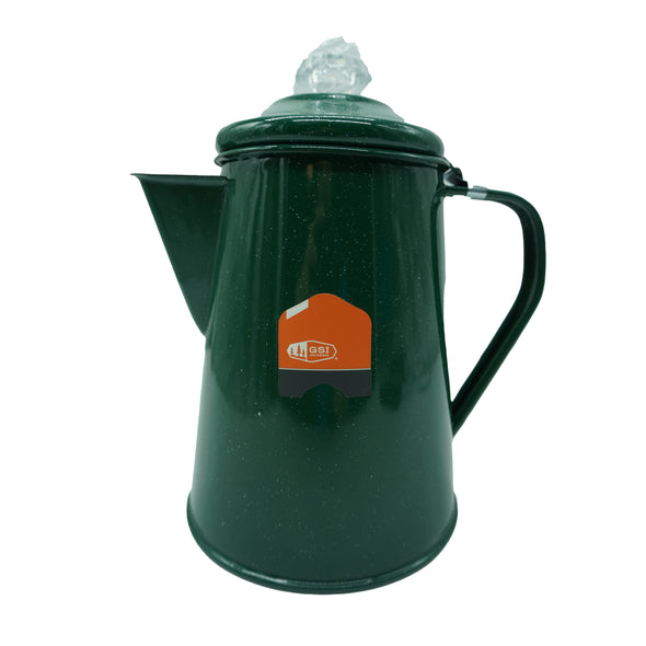 GSI Outdoors 8 Cup Enamelware Percolator Coffee Pot Brewing Coffee Stove Fire
