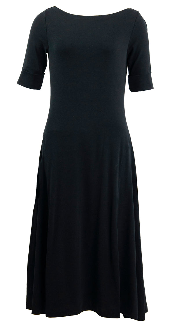 Ralph Lauren Women's Petite Short Sleeve Crew Neck T Shirt Dress Black Medium