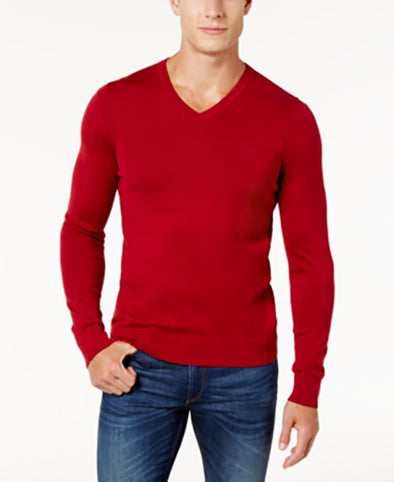Michael Kors Men's V Neck Long Sleeve Sweater Red Size XXL